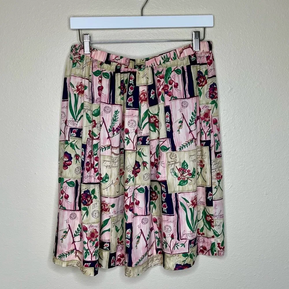 Vintage Pendleton Short Sleeve Camp Shirt Elastic Skirt Set Floral Rayon Women 6